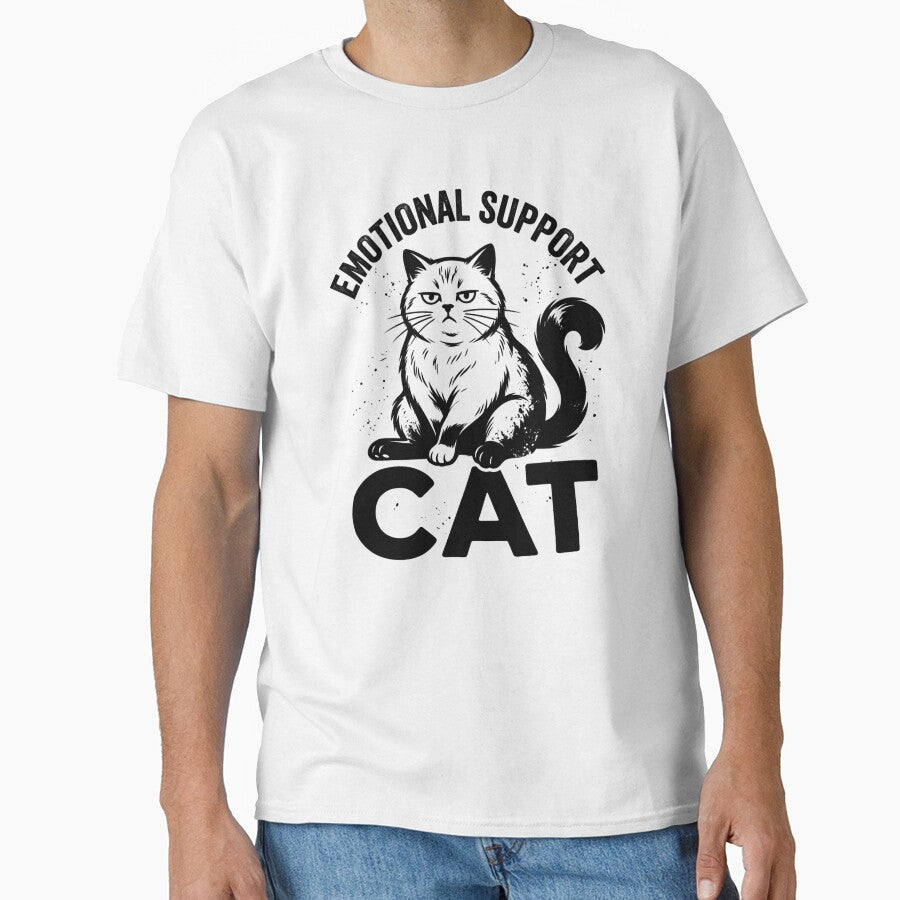 Emotional Support Cat Design, Funny Cat Lover Gift, Cute Cat Meme Graphic Tee by AsturShop