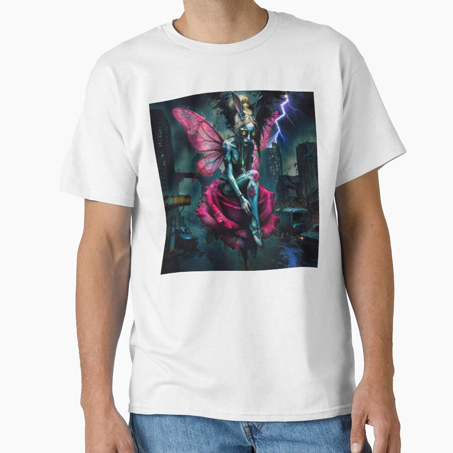 Wings Over Ruin: Cyberpunk Fairy on Giant Rose by Insomnia Art Designs