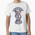 American DNA Football T-Shirt | USA Soccer Fan Design by Atlas Ink Lab