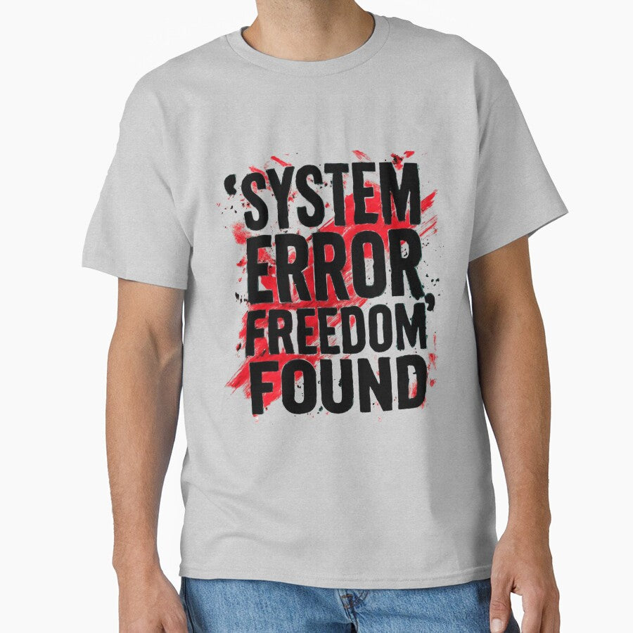 System Error Freedom Found Minimalist Typography  Neon Blue Design by GoGreenlove