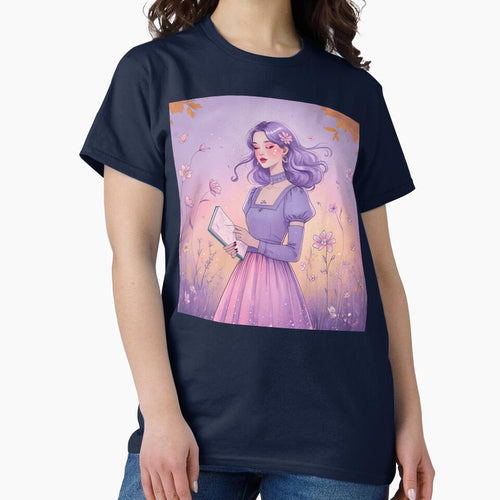 Aesthetic Girl in Pastel Dream – Purple & Pink Floral Fall Design by MOTAS FASHION