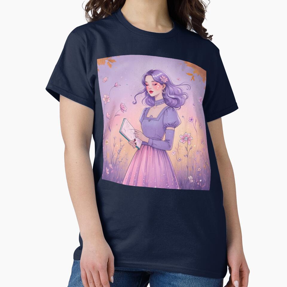 Aesthetic Girl in Pastel Dream – Purple & Pink Floral Fall Design by MOTAS FASHION
