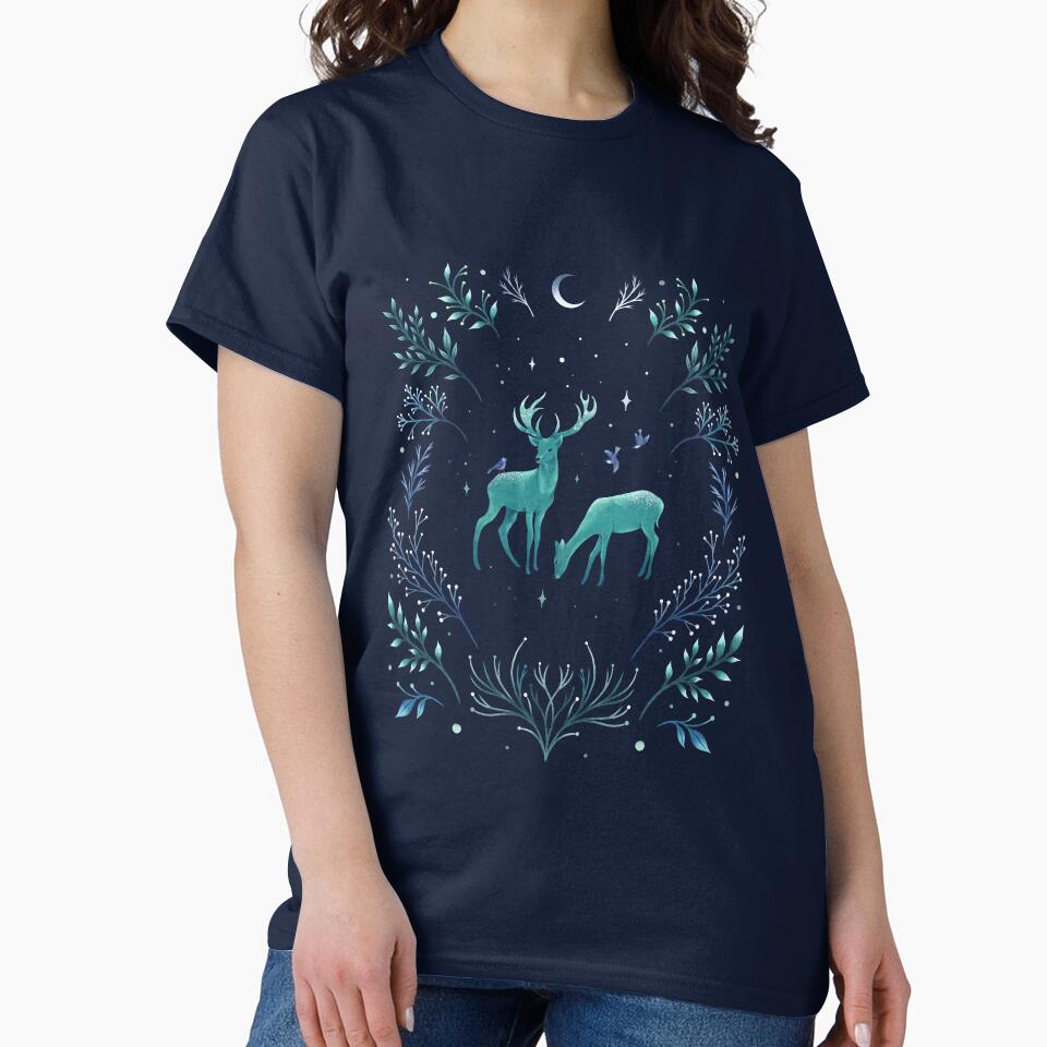Deers in the Moonlight - Frosted Mint by episodicDrawing