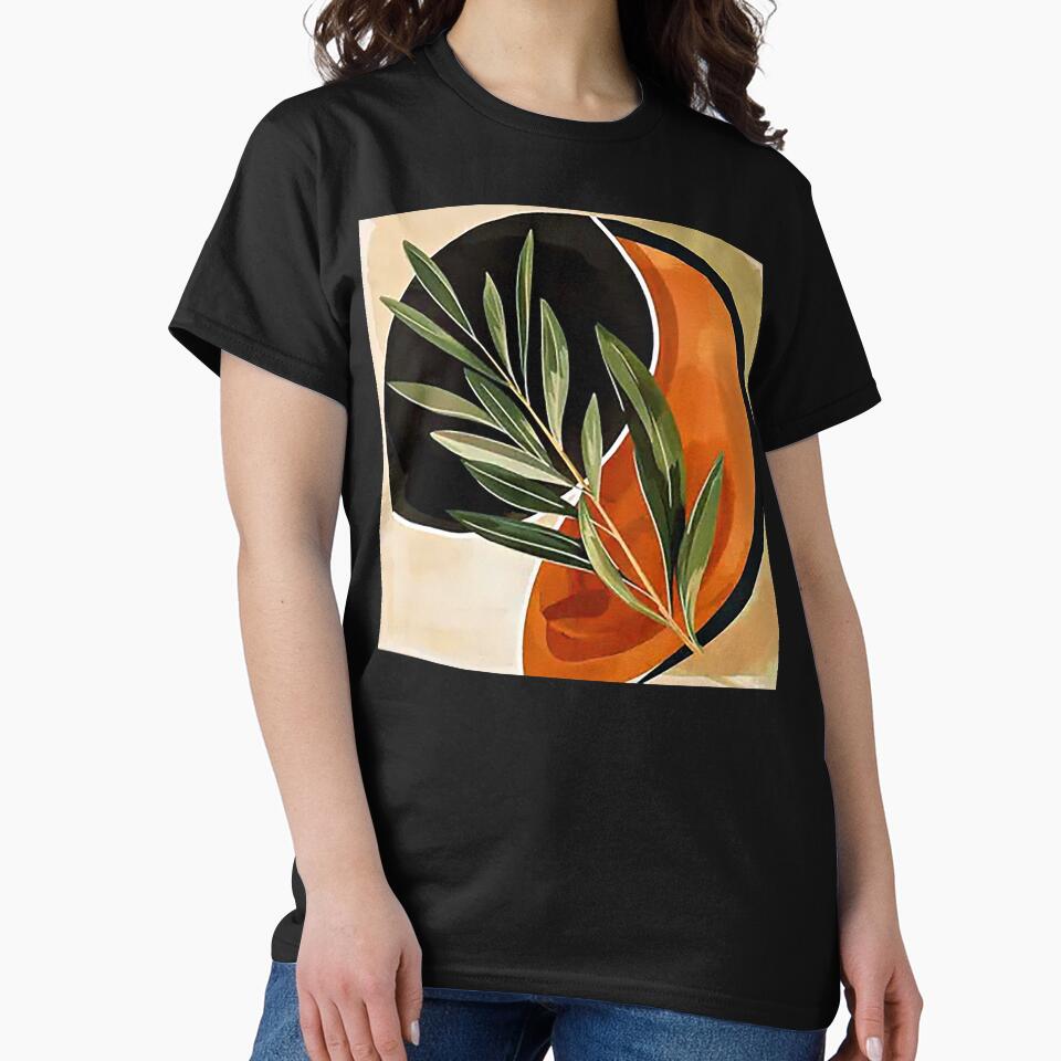 Boho Abstract Minimalist Leaf Design In Warm Earthtones by DEC02
