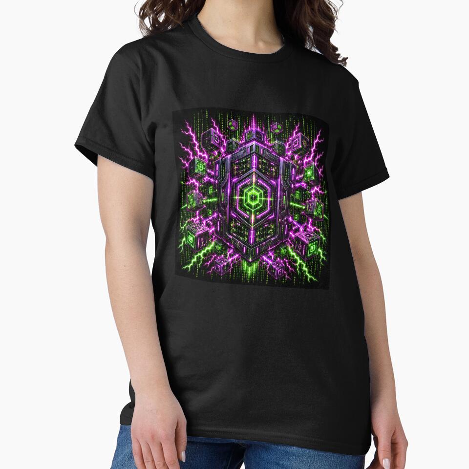 Void Matrix Cybernetic Cube Neon Lightning Digital Rain by RiteshCenter