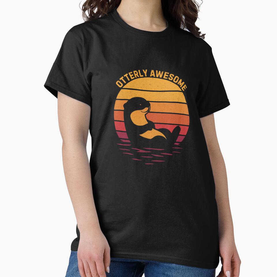 Vintage Retro Otterly Awesome - 70s Sunset Sea Otter Gift by GoaTeeGram