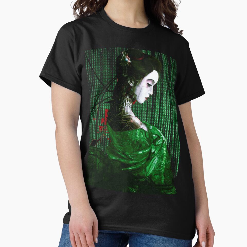 Cyberpunk Geisha Matrix Code Glitch Japanese Vaporwave by OWLvision33