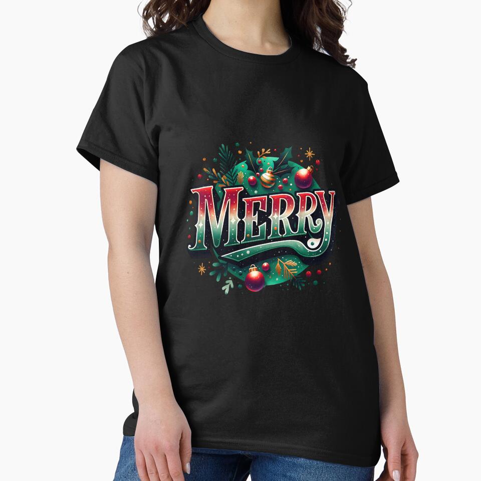 Merry Christmas Vintage Typography – Varsity Holiday Art by artedigital99
