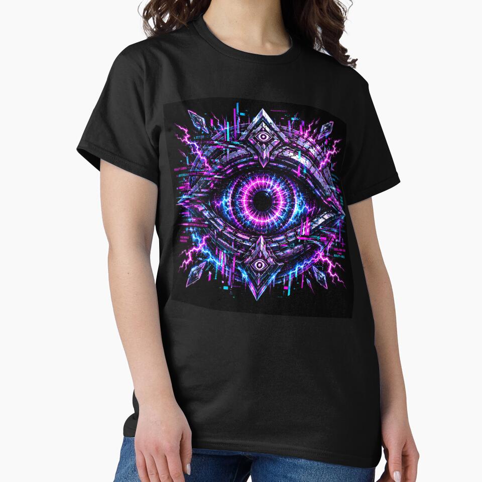 Void Mirage Cybernetic Glitch Eye Neon Lightning Matrix by RiteshCenter