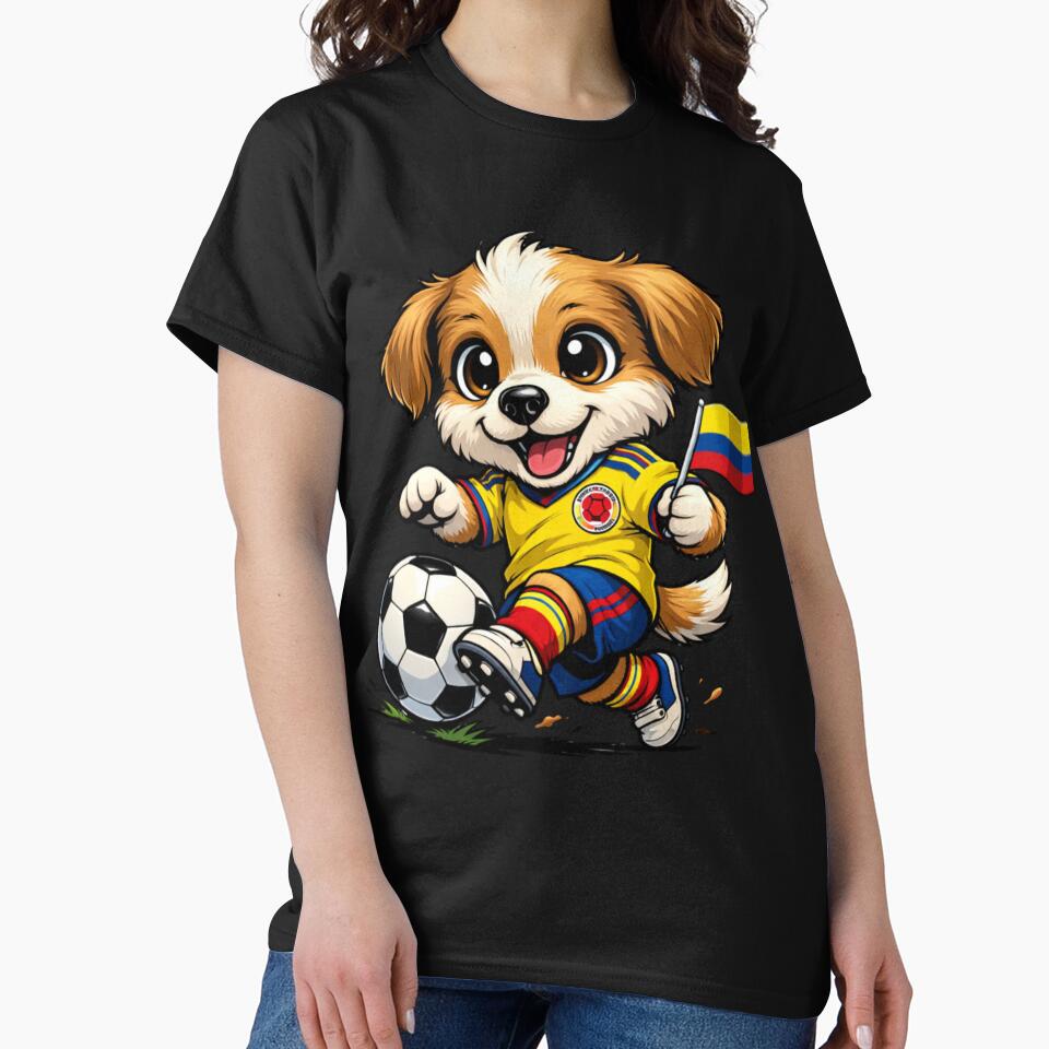 Adorable Colombian Soccer Dog Puppy Footballer by Tsugraf Designs