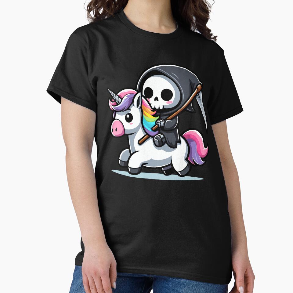 Cute Reaper Riding Unicorn by Kawaii-n-Spice