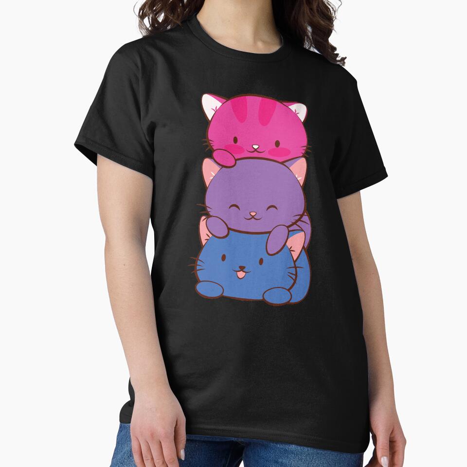 Bisexual Flag LGBT Bi Pride Cute Kawaii Cats by Irene Koh