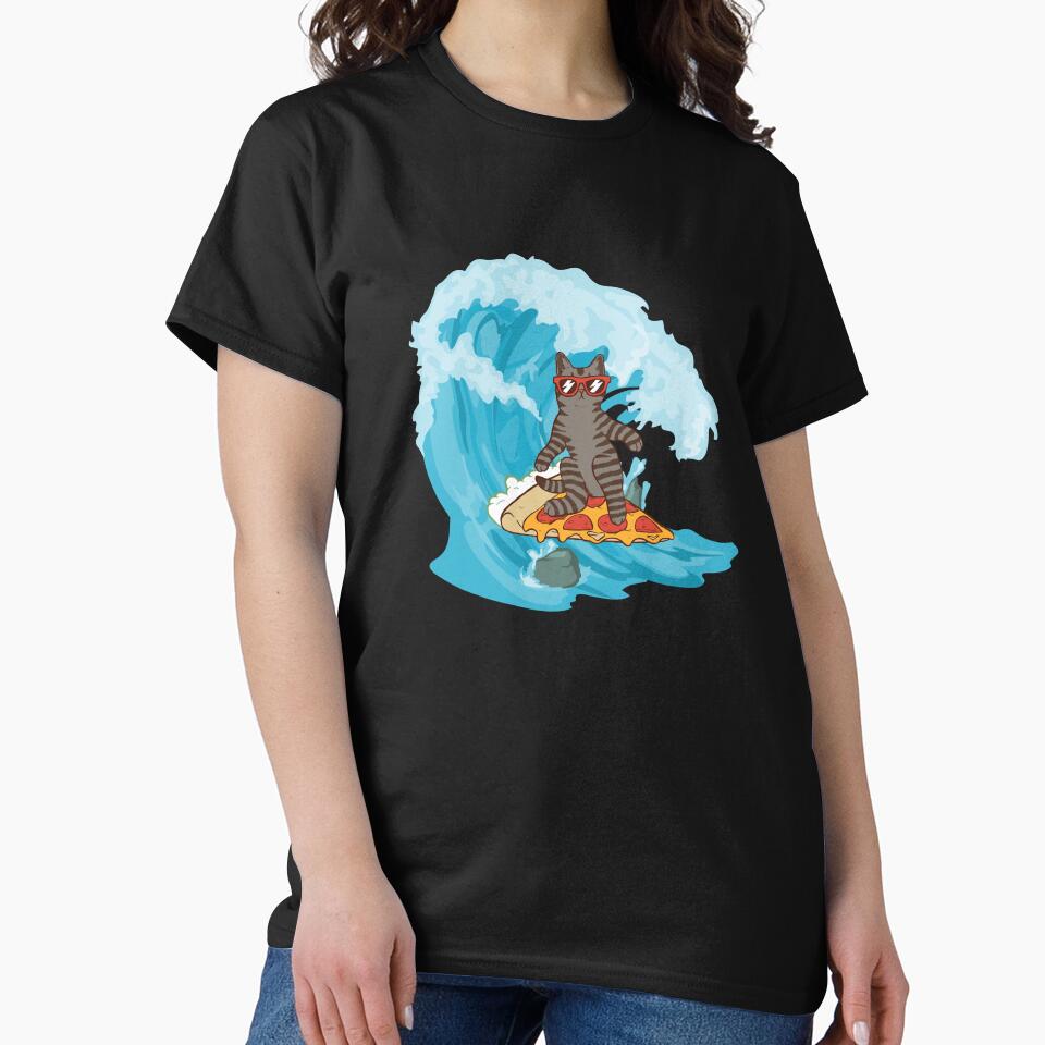 surfing pizza cat by Purrs & Snuggles Designs