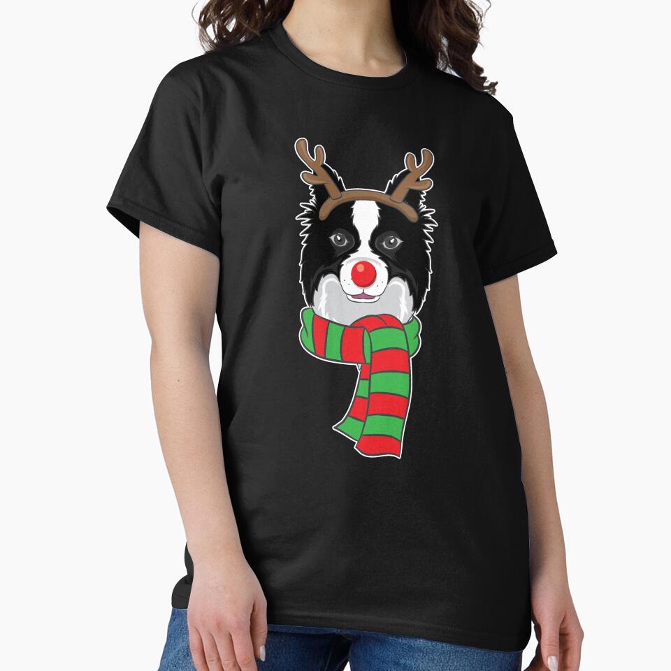 Funny Christmas Dog Xmas Reindeer Border Collie Holiday Gift by haselshirt