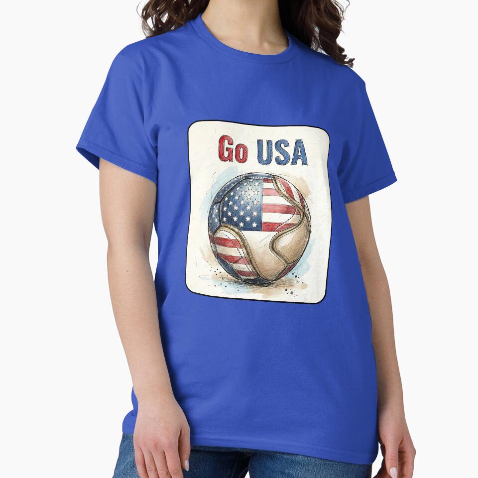 Go USA Soccer Ball Flag  | American Football Fan Graphic Tee by PryntedLabs