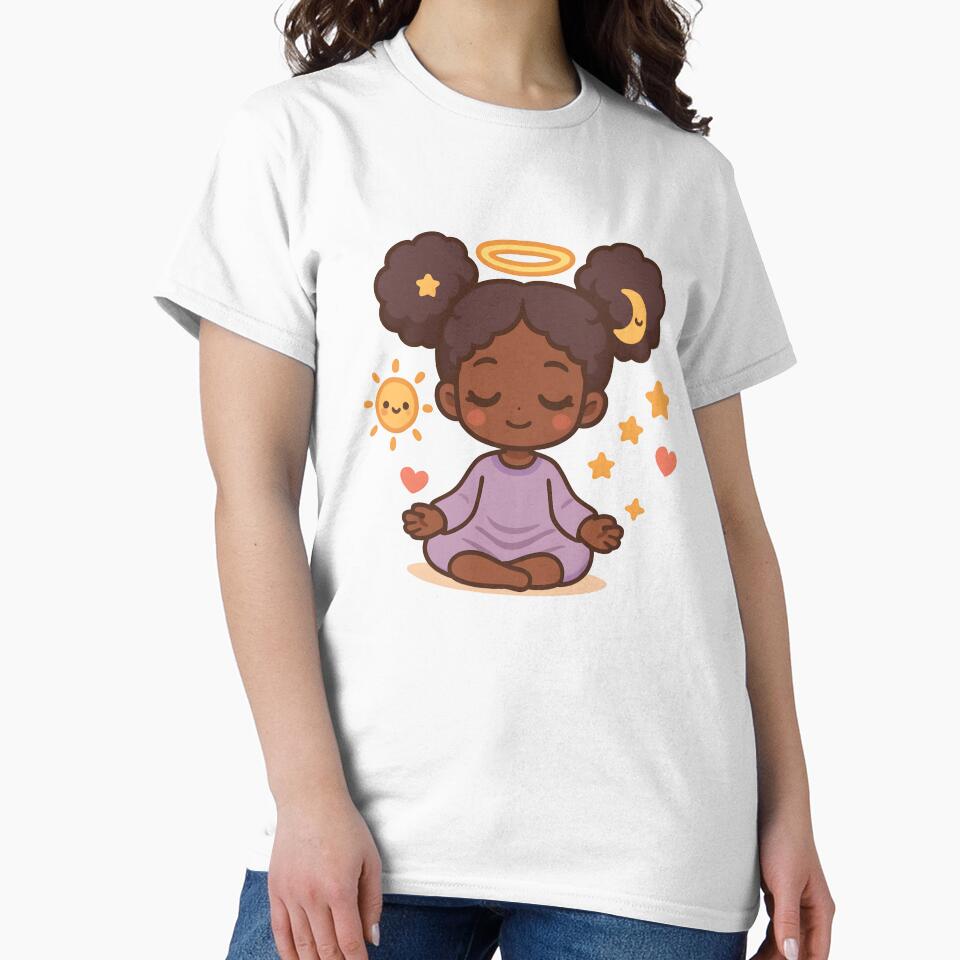 Kawaii Afro Meditation Girl | Cute Spiritual Afrocentric Anime Art by OsasChild