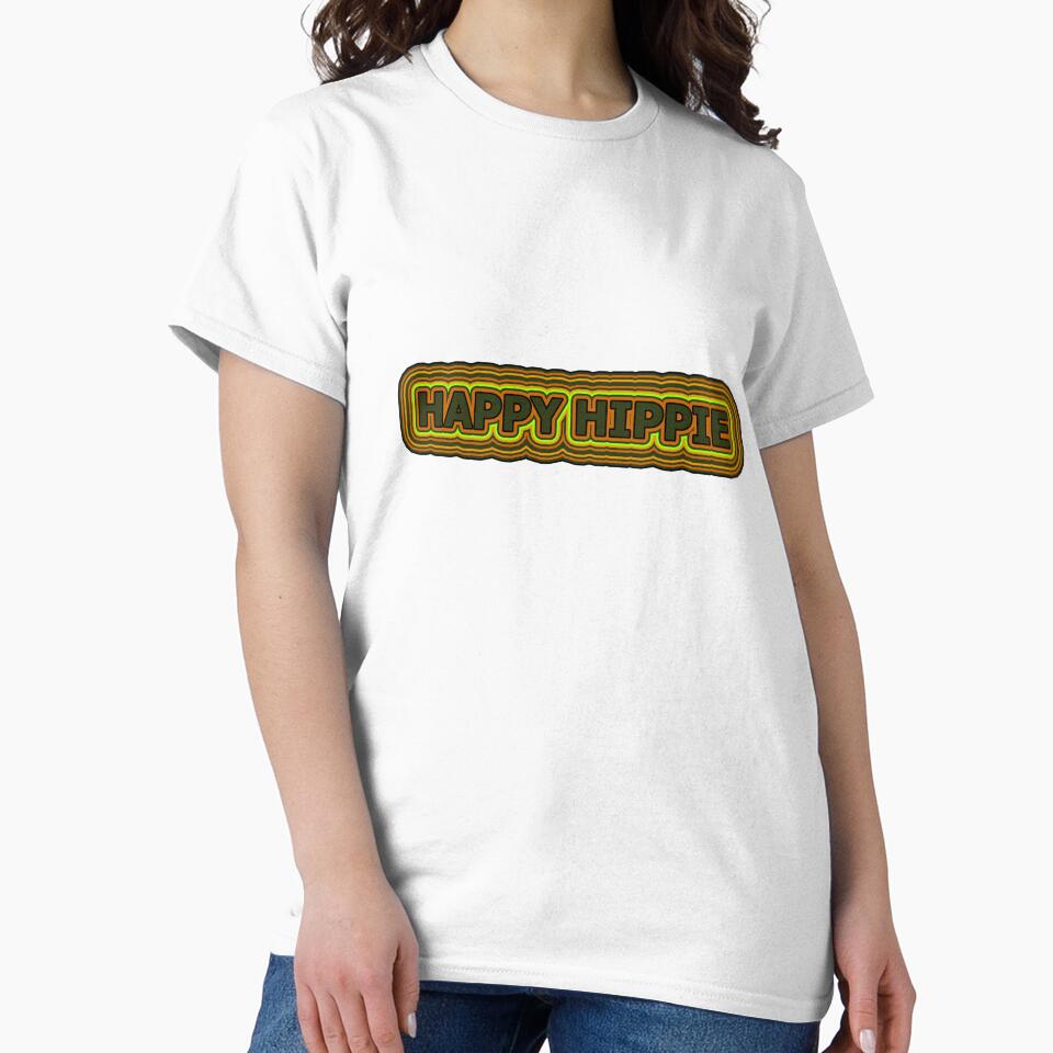 Happy Hippie Words Earthy Tones Hippie Vibes Retro Lines 4 of 4 by Beachy