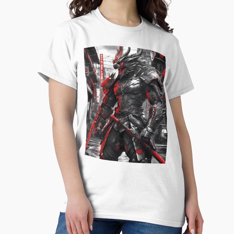 Fierce Dragon Samurai in Dystopian Japan - Futuristic Warrior Art by MystiqSlav