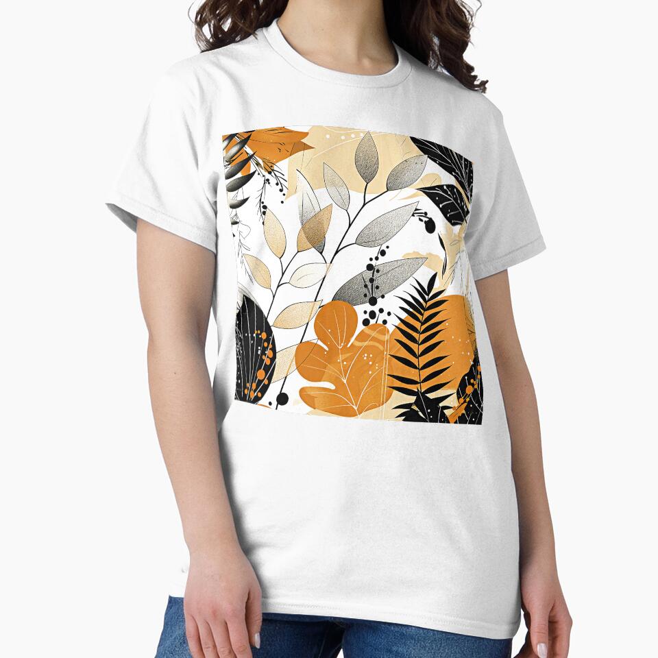 Boho-Inspired Earth Tone Leaves Aesthetic Abstract Art by DEC02