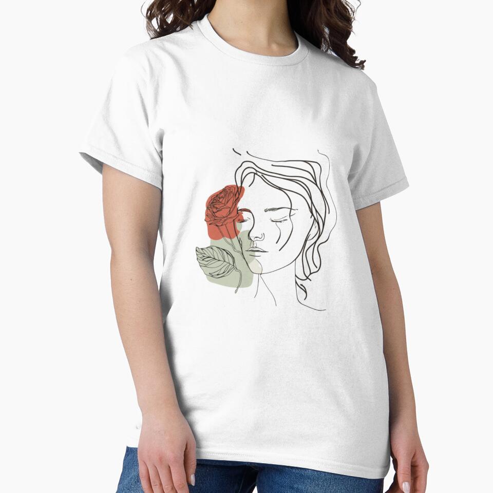 Minimalist design of woman and a rose by KukiStickers
