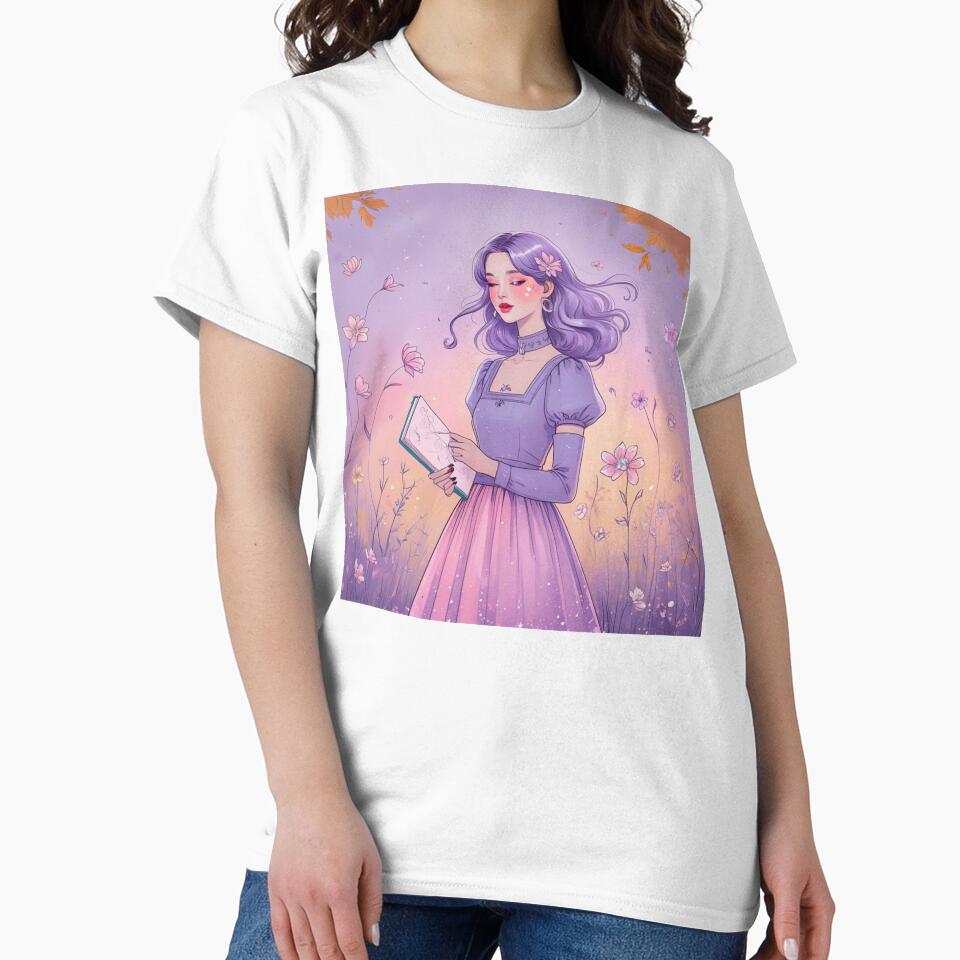 Aesthetic Girl in Pastel Dream – Purple & Pink Floral Fall Design by MOTAS FASHION