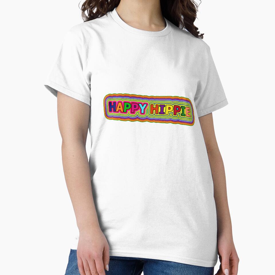 Colorful Happy Hippie Words Free Spirit Colorful Retro Lines 1 of 4 by Beachy
