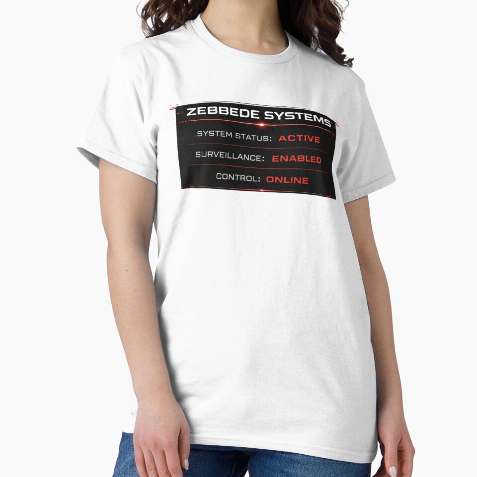 Zebbede Systems Active Surveillance T-Shirt – Cyberpunk AI Streetwear by ZEBBEDE - Minimal Streetwear