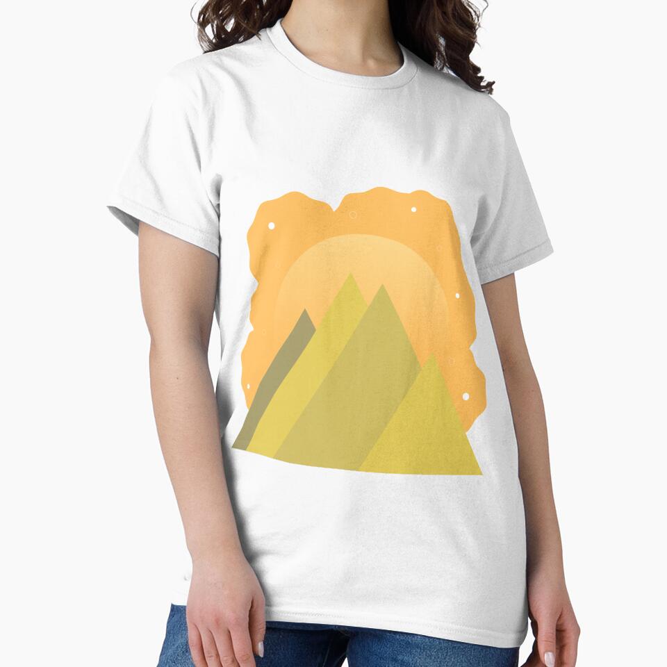 MOSS GREEN MOUNTAINS ORANGE NIGHT SKY - SPRING VERSION MINIMALIST ILLUSTRATION Orange BG by MiraiDesigns by miraidesigns