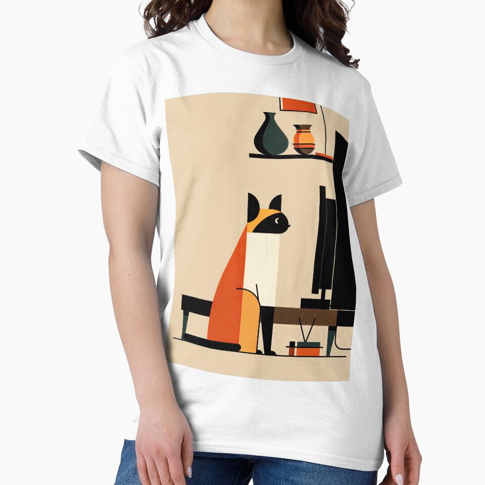 Wall Art - Postcard - Modern Minimalist Cat Geometry by ForeverPrintsOK