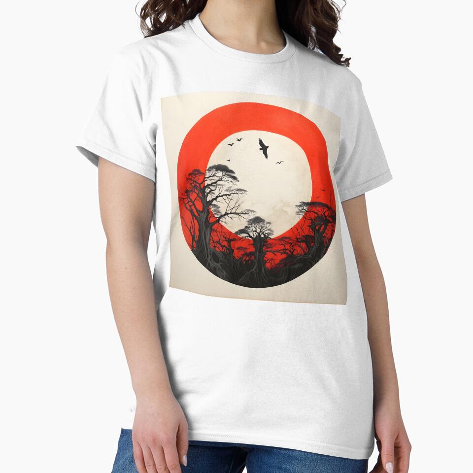 minimalist red sun art print by dcrc