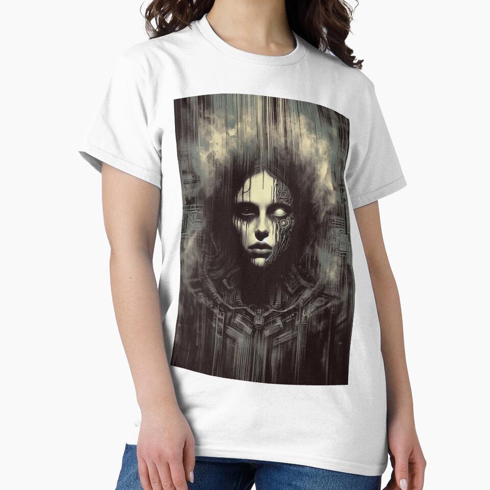 Dark Cybernetic Woman Portrait – Futuristic AI and Human Fusion Art by MarinaFila