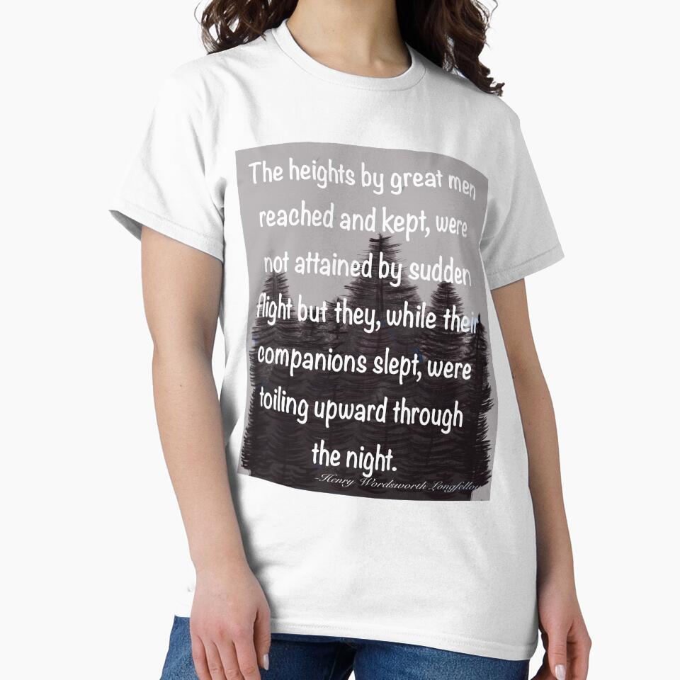 Inspirational motivational affirmation quote on grey forest backdrop, The heights by great men reached and kept by Artonmytee
