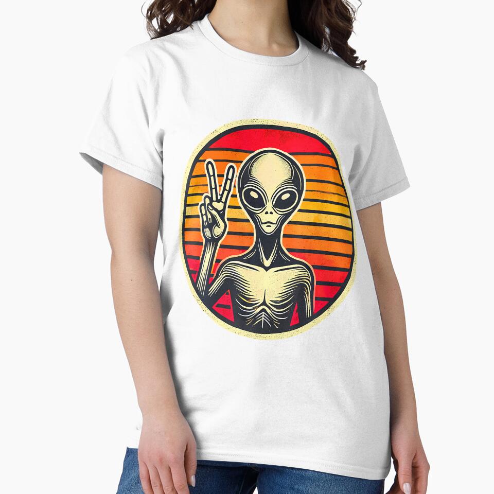 Peace Sign Alien Hippie Ufo by DawnPatricia