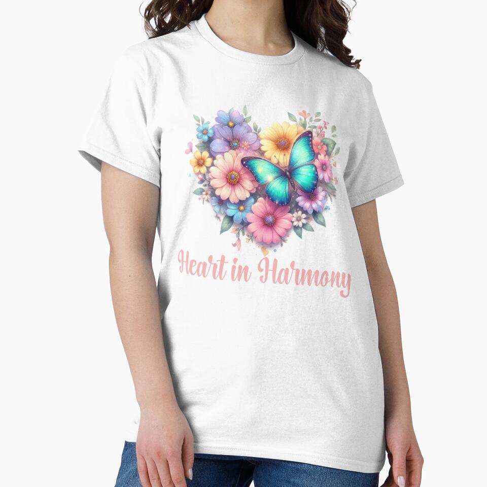 HEART IN HARMONY, FLORAL BUTTERFLY MENTAL HEALTH QUOTES, SELF LOVE QUOTES by PRINYOS