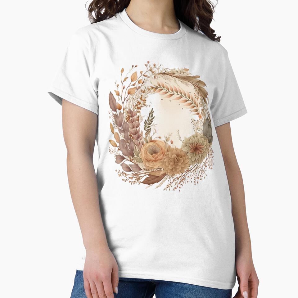 Boho Inspired Floral Print T-Shirt by iDezine GD