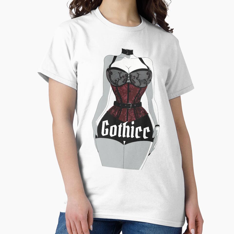Curvy Gothic Woman Illustration – Alt Babe Art for Goth Girl Vibes by RockFireMerch
