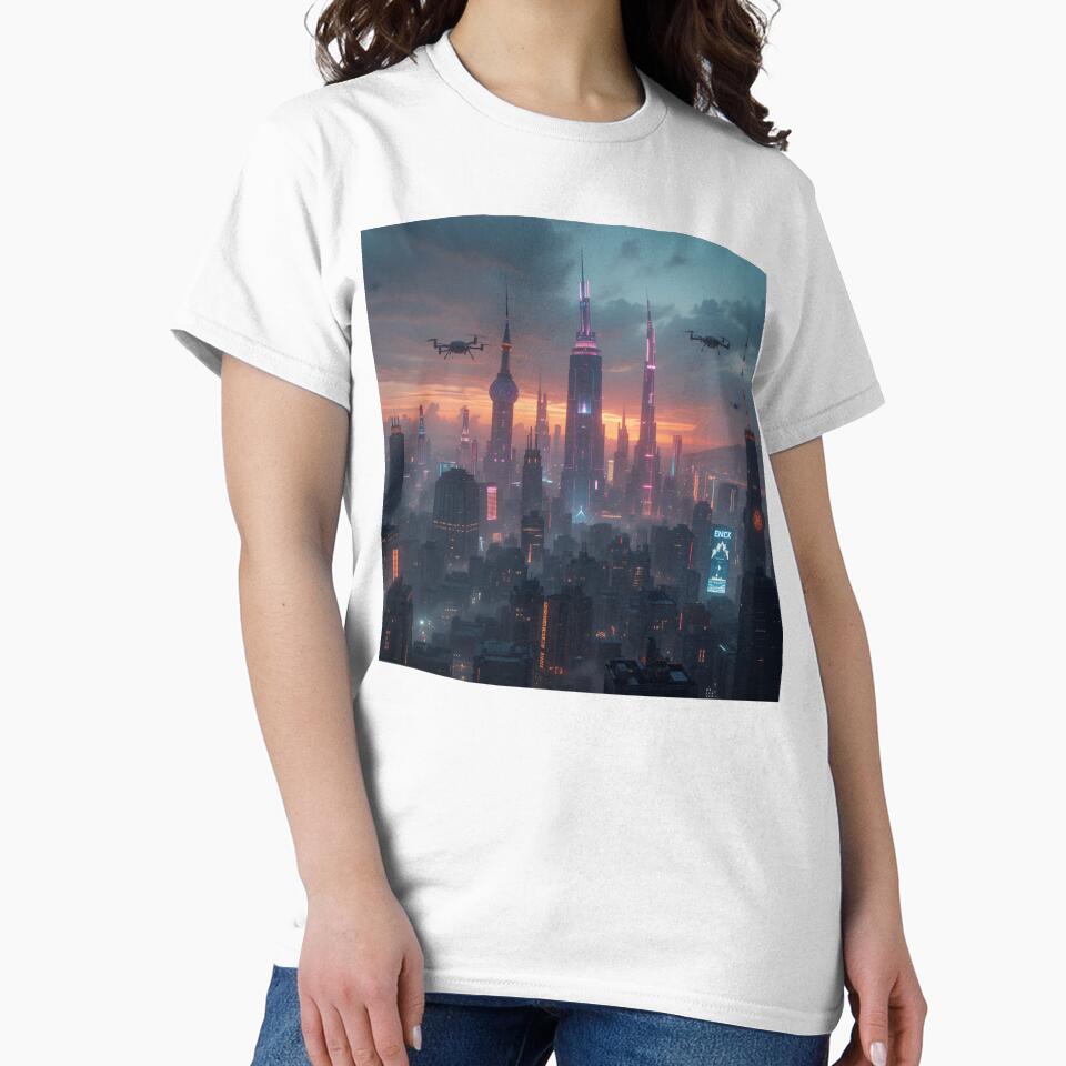 Dystopian Skyline with AI Surveillance & Holograms by rajasekhark
