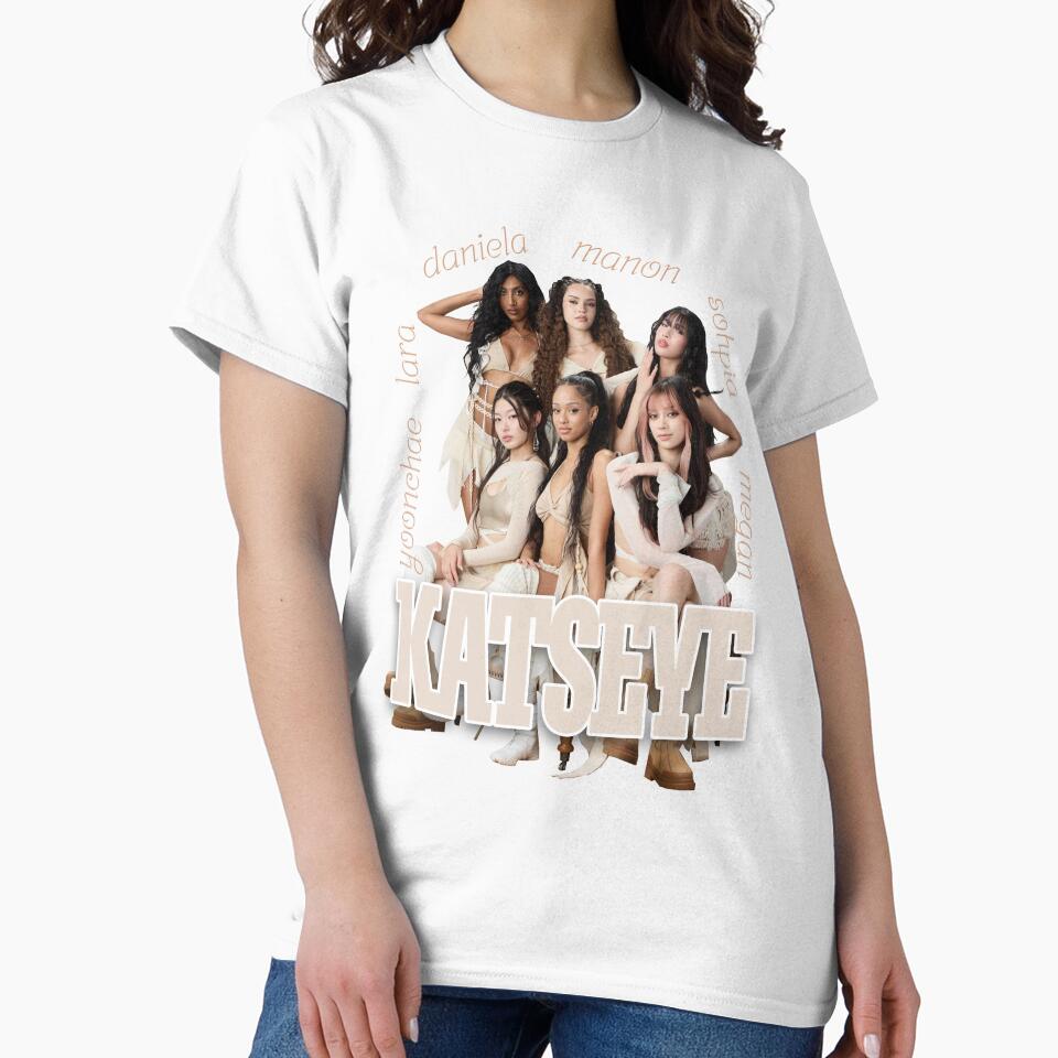 Katseye Varsity Beige Aesthetic T-Shirt by artshlyn