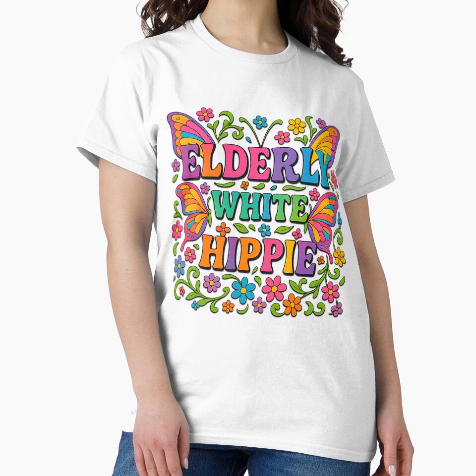 Elderly White Hippie Retro Flower Power Design by LunaSpellStudio