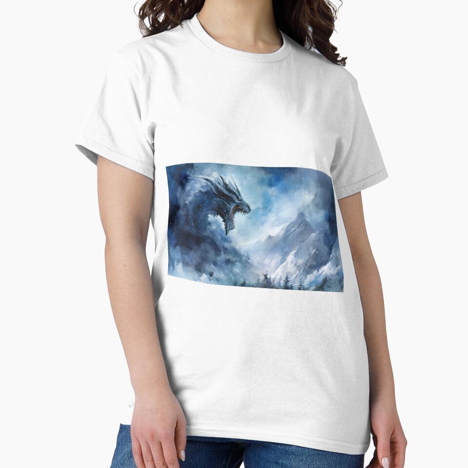 Dark Fantasy Watercolor - Roaring Ice Dragon by Fantasy Masterpiece