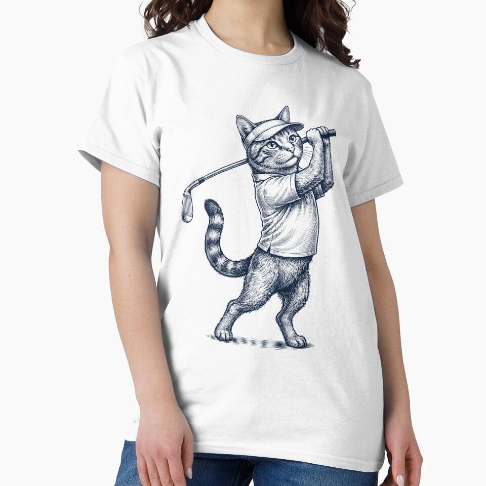 Vintage Cat Playing Golf Golfer Animal Lover by TerryConnells