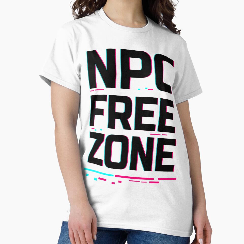 NPC Free Zone – Cyberpunk Glitch Design by Rebel Animal