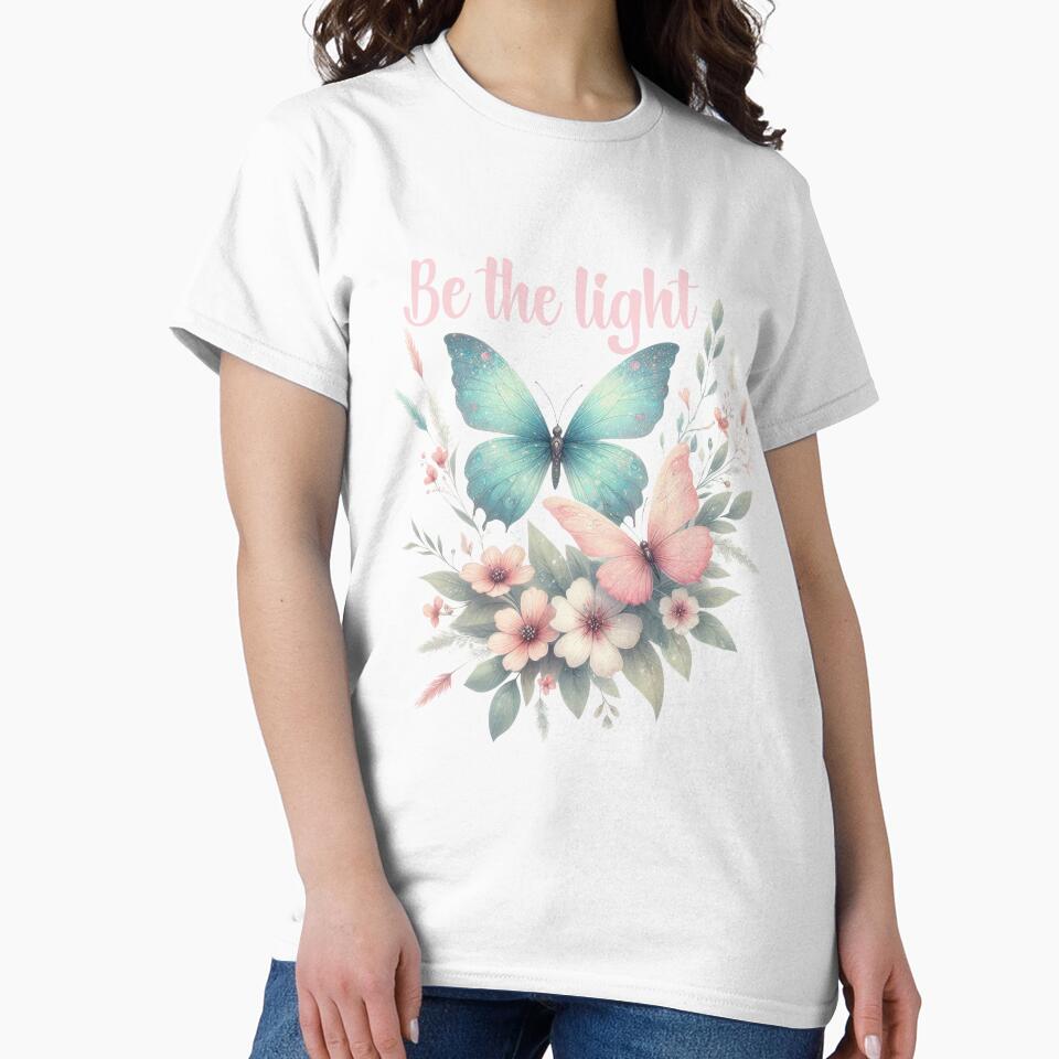 BE THE LIGHT, FLORAL BUTTERFLY MENTAL HEALTH QUOTES, SELF LOVE QUOTES by PRINYOS