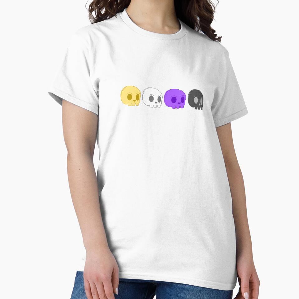 Subtle Nonbinary Pride Flag, Discreet Enby Pride, Creepy Cute Pastel Goth Skull, LGBTQ by SweetestPrints