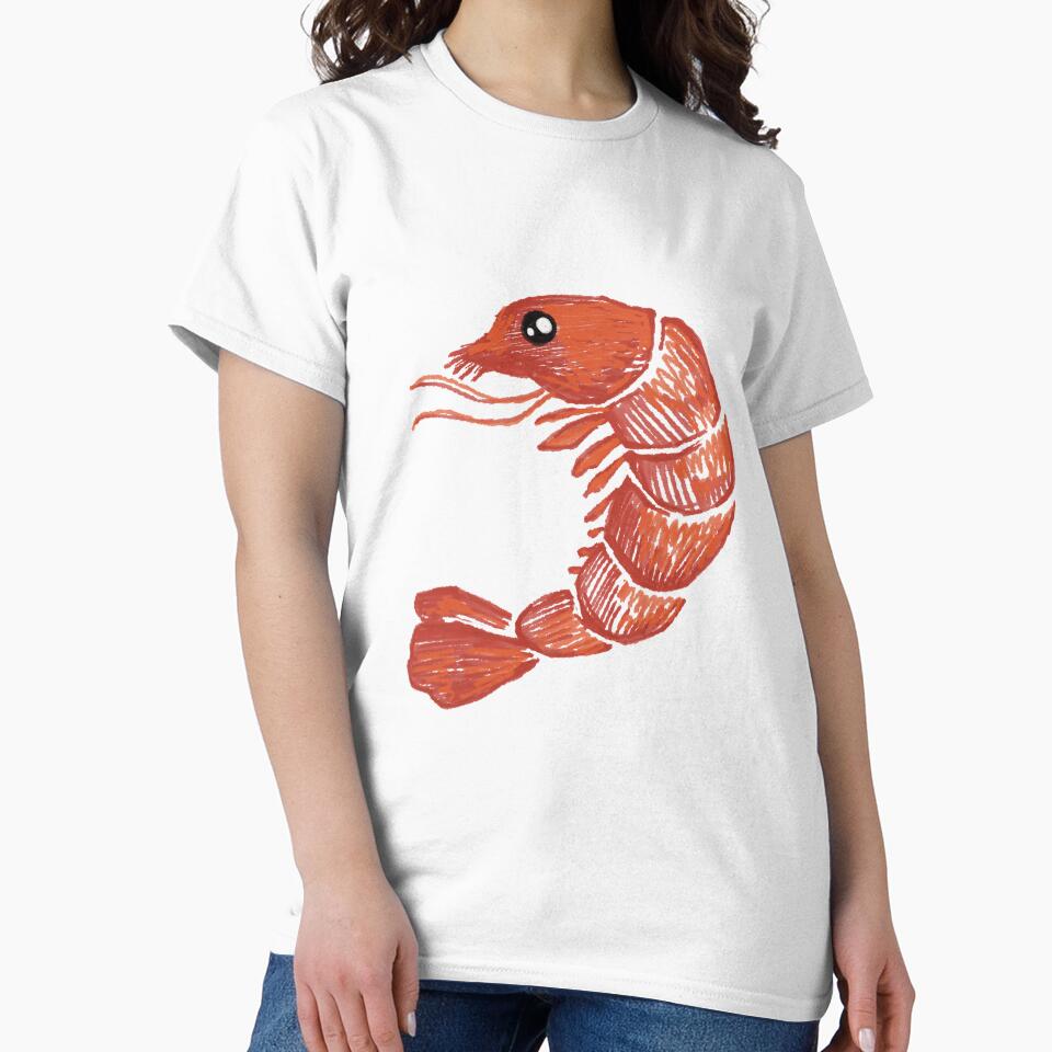 Cute Shrimp with Big Eye – Kawaii Seafood Illustration by Pryhozha