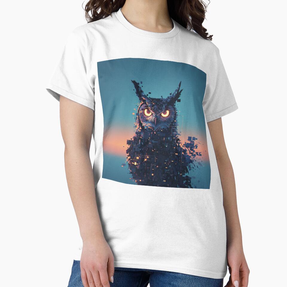 Glitchy Digital Owl Watcher by Christian Weiss