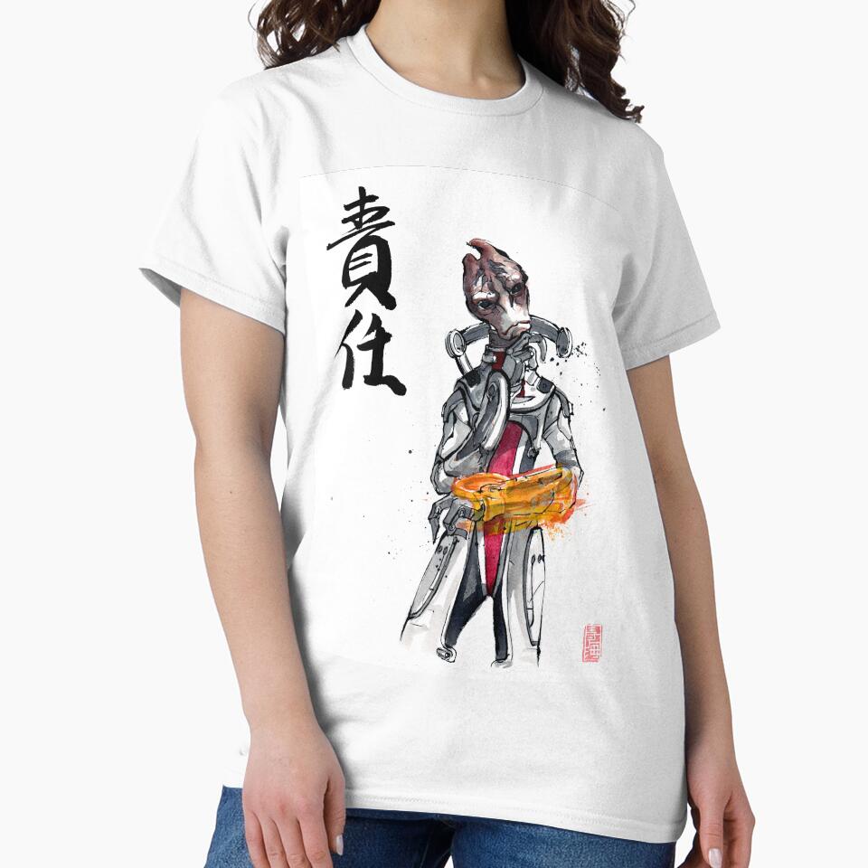 Mordin from Mass Effect Sumie Style with calligraphy Responsibility by Mycks
