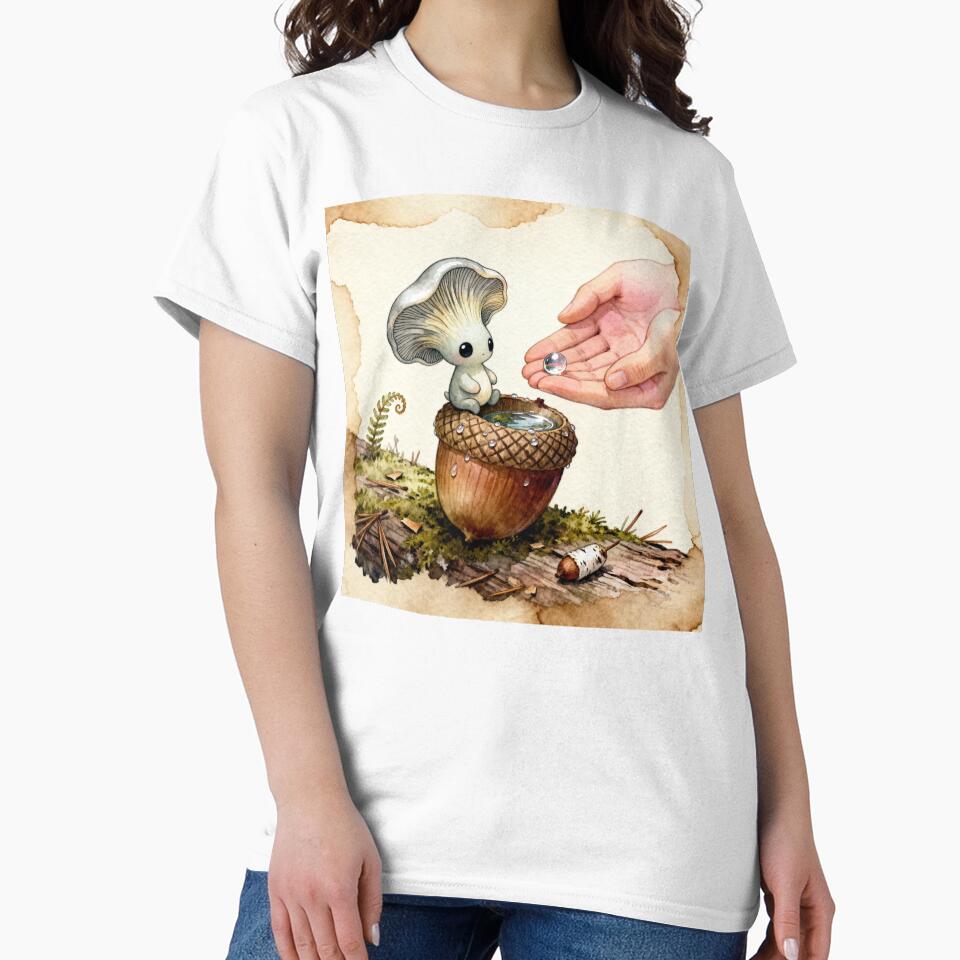 Mushroom Folk Dewdrop - Cottagecore Forest Art by PictorialWhimsy