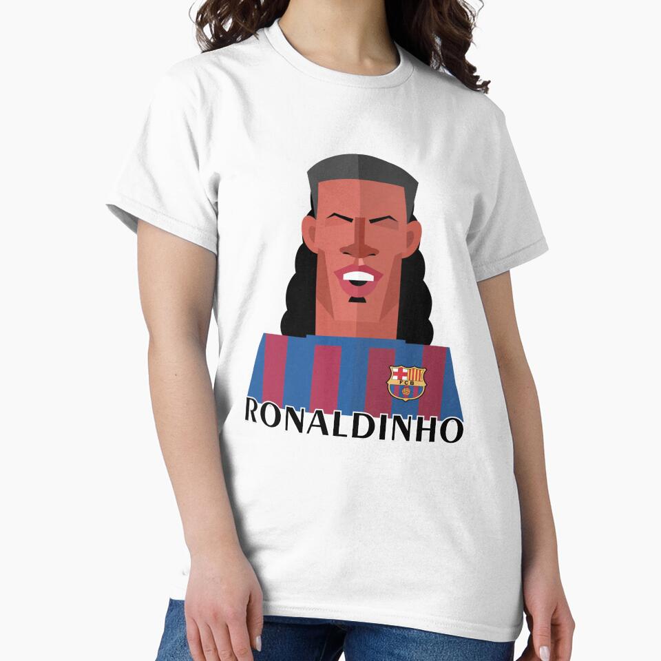 Ronaldinho Caricature T-Shirt | Fun Soccer Legend Design by Mehmet Hanifi Ekşi