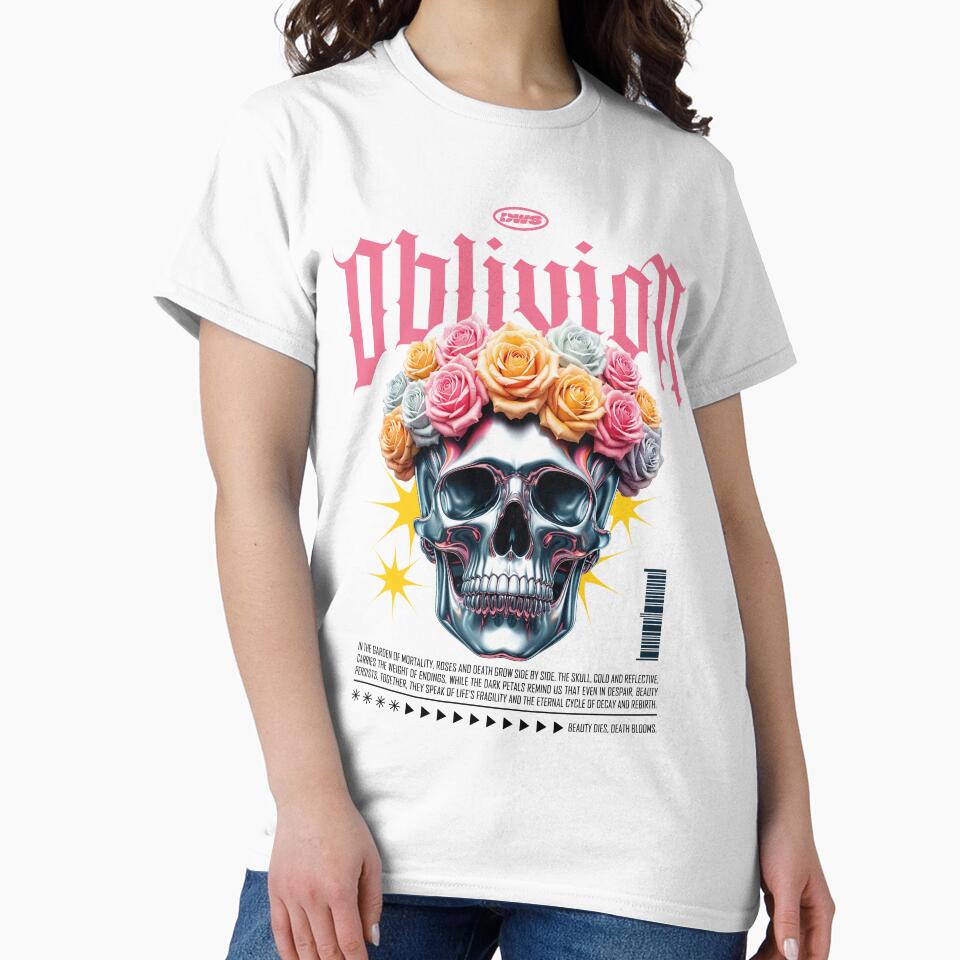 Oblivion Skull Floral Gothic Aesthetic TSHIRT by StudioDWS
